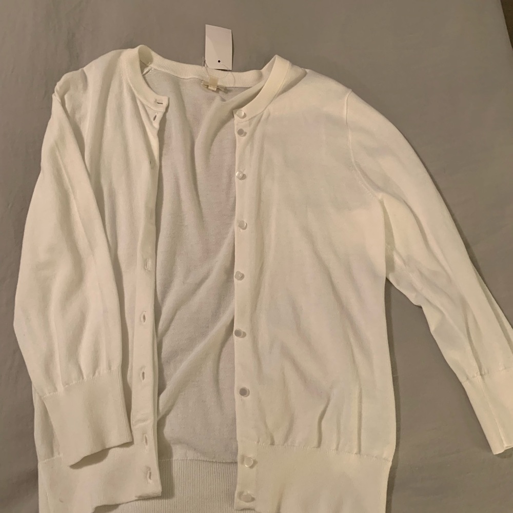 J. Crew Cardigans (white and orange/red)